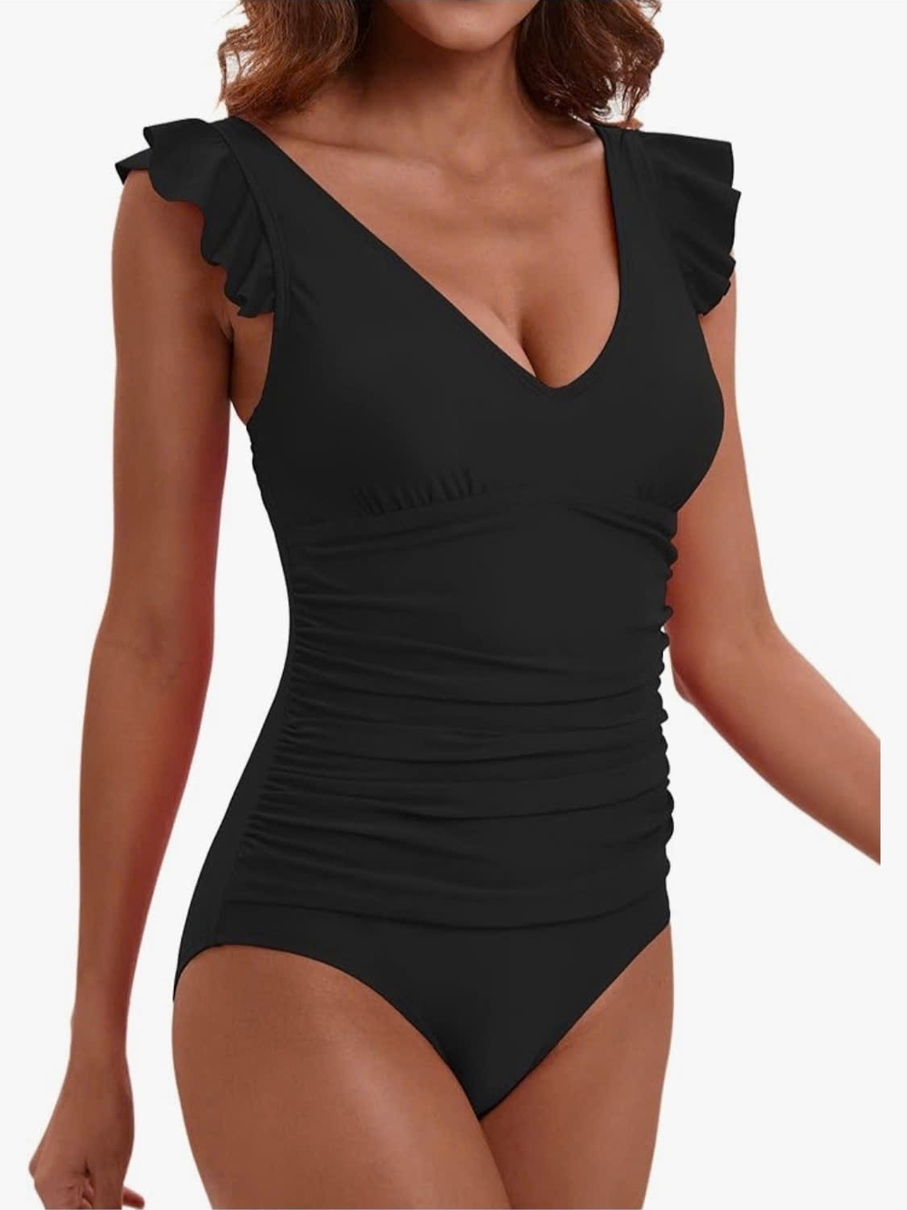 LAPHEE ROSE Black Ruffle Sleeve One-Piece Swimsuit - Picture 2 of 9